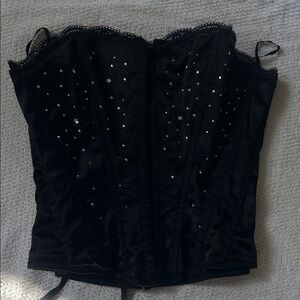 Black Corset with Rhinestone Details